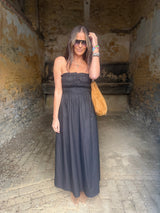 Coral Strapless Dress- Black