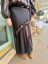 Highland Satin Lace Skirt - Black