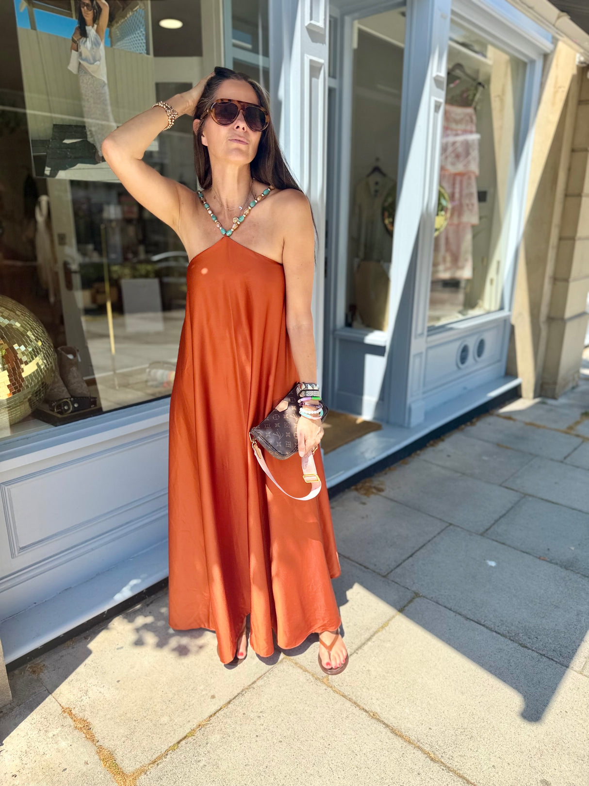 Lottie Beaded Maxi Dress - Rust
