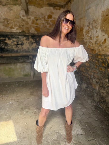 Off The Shoulder Dress - White
