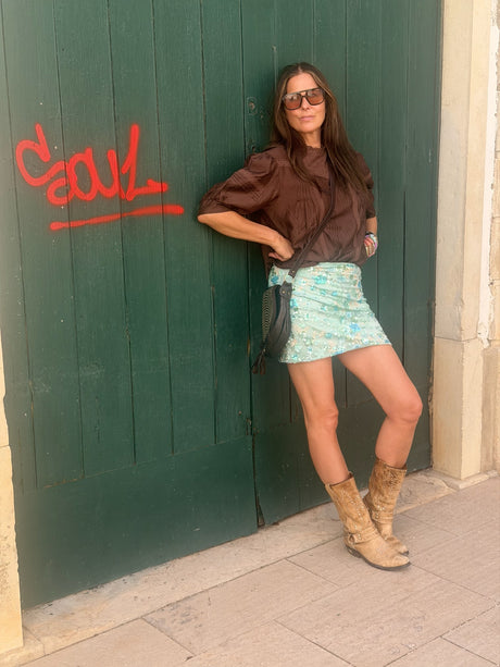 Talia Beaded Mini Skirt- Mint