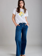 Crush Wide Leg Jean - Mid Blue