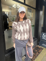Argyle Crew Neck - Taupe