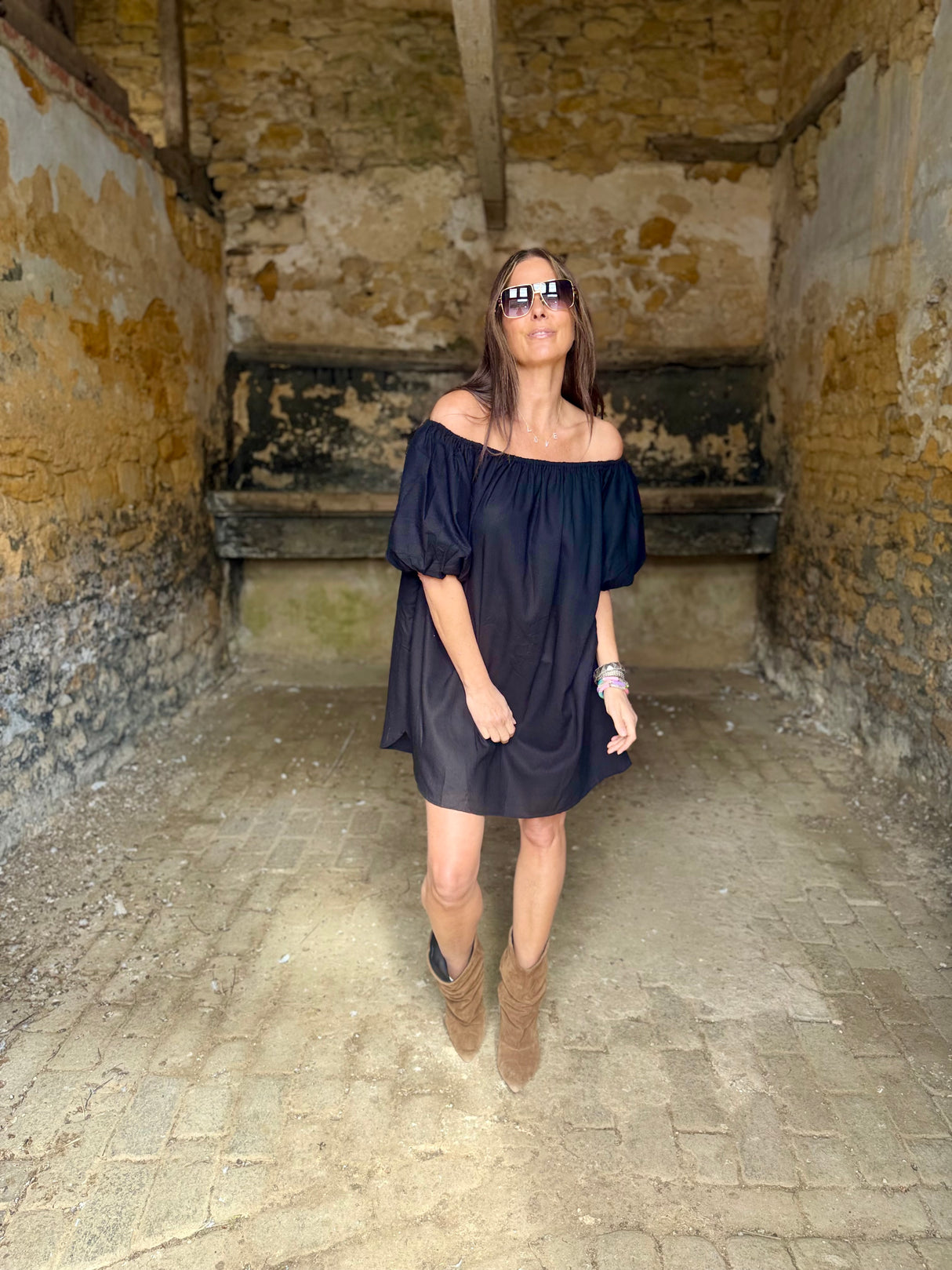 Off The Shoulder Dress - Black