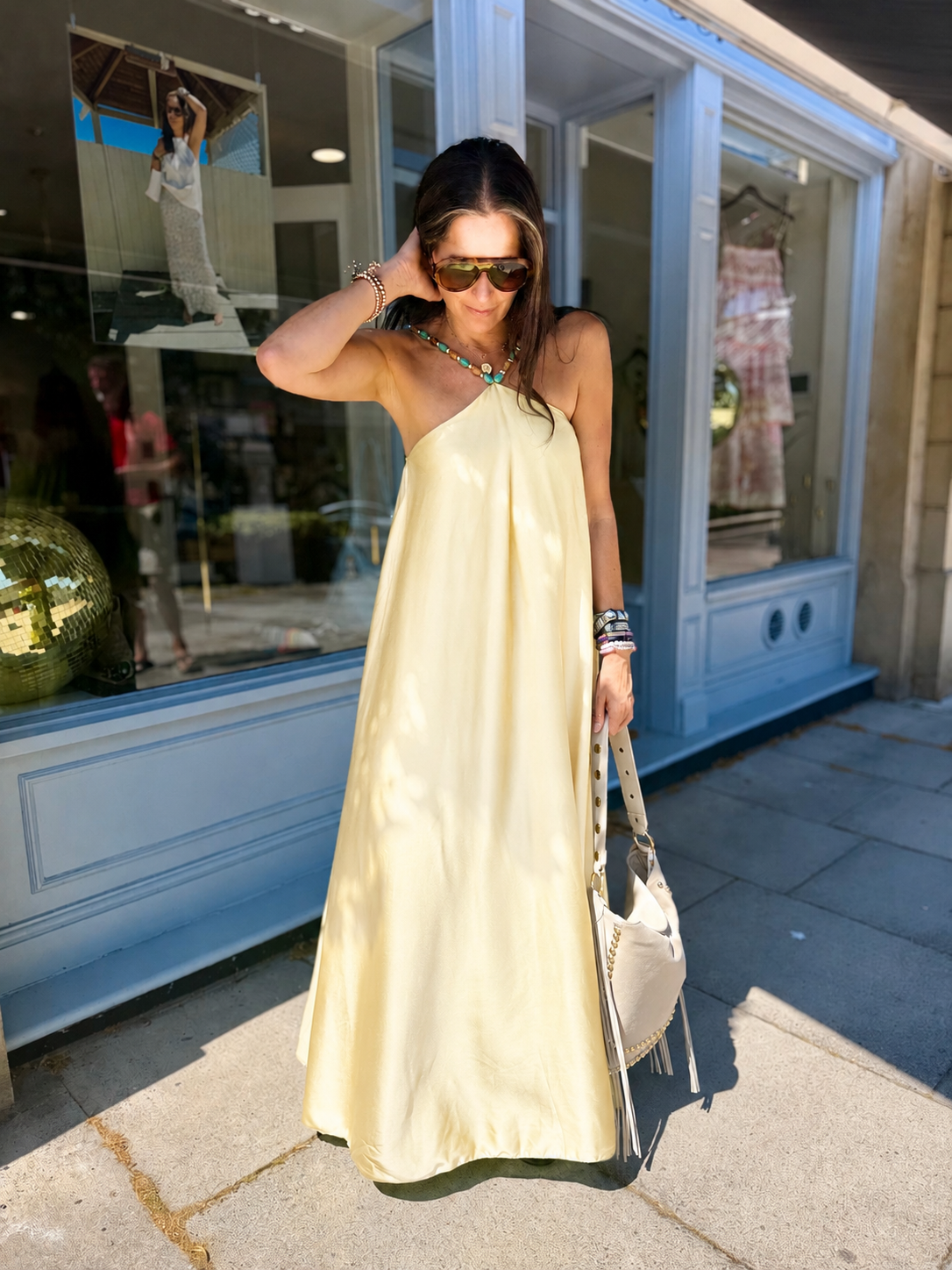 Lottie Beaded Maxi Dress - Lemon