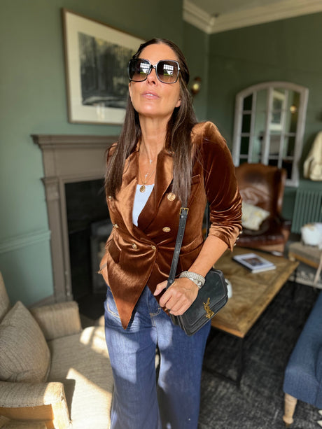 Victoria Velvet Blazer - Bronze