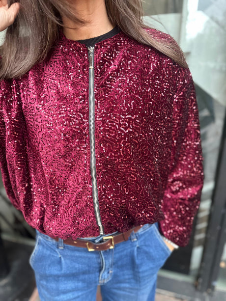 Marant Sequin Bomber - Cherry