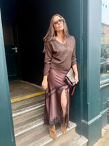 Margot Knit with Lace - Chocolate