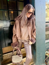 Shauna Faux Suede Bomber - Choc