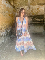 Crystal Metallic Maxi Dress - Blue