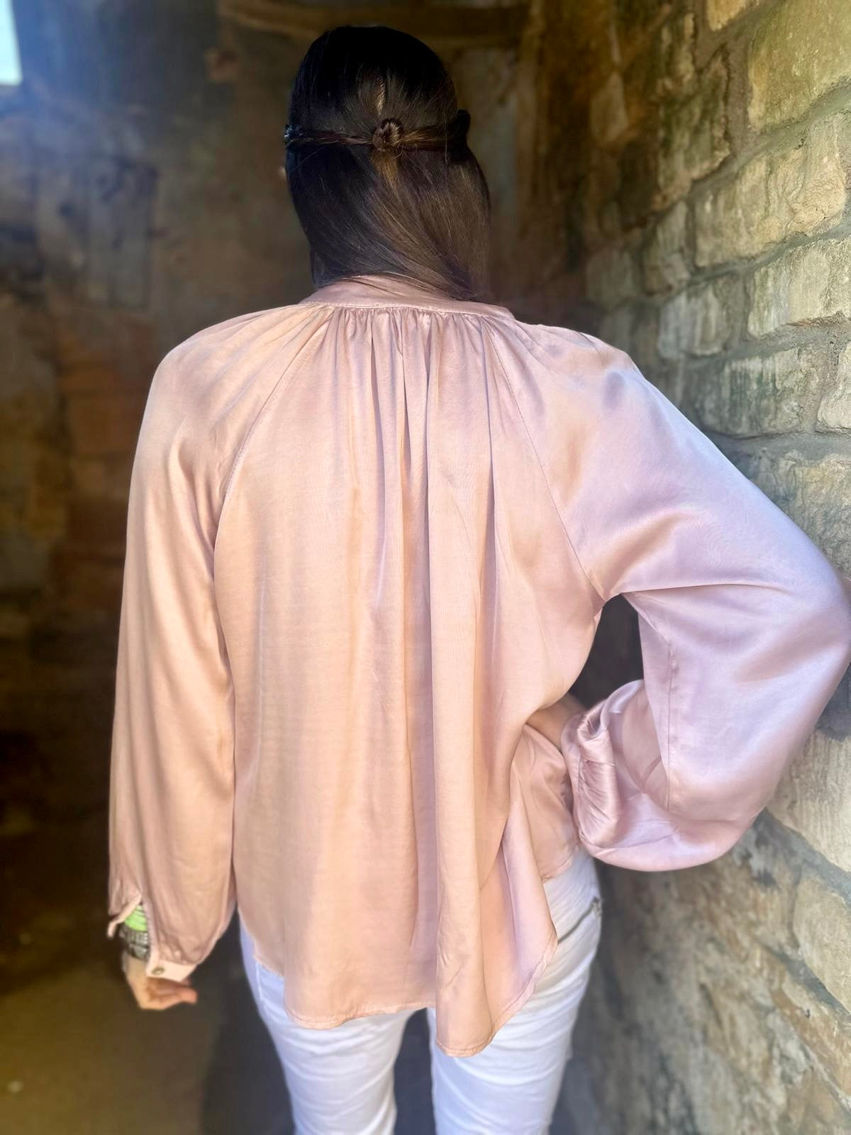 Kaite Silk Blend Blouse Powder Pink