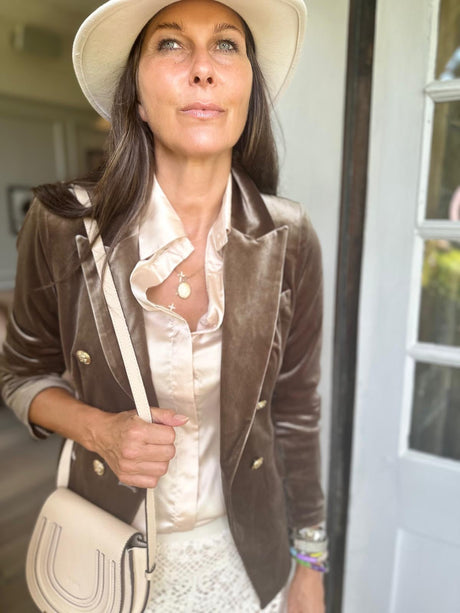 Camille Satin Shirt Champagne