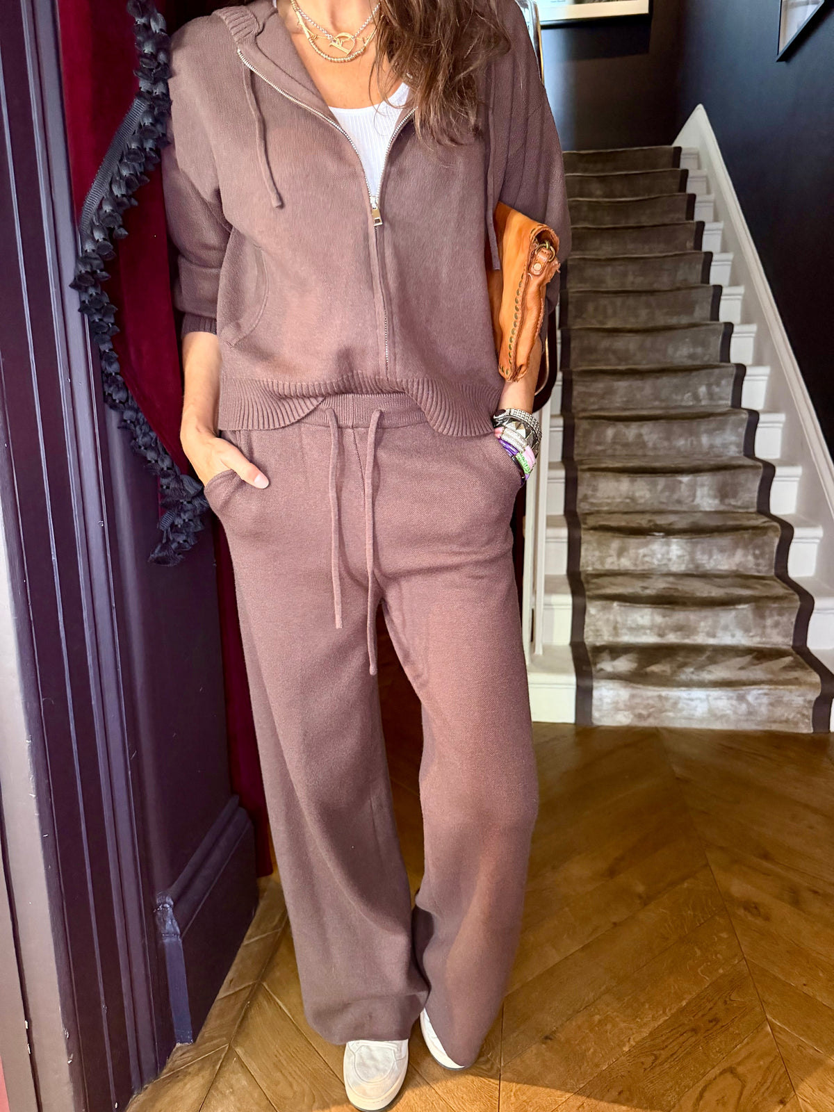 Sue Knitted Hoodie - Chocolate
