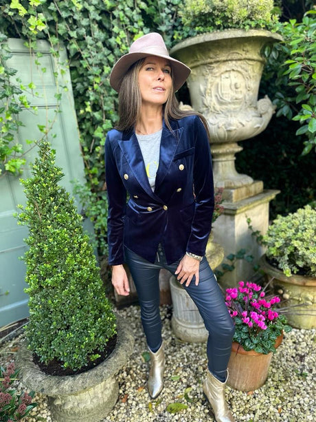 Jean Lux Leather Look Navy