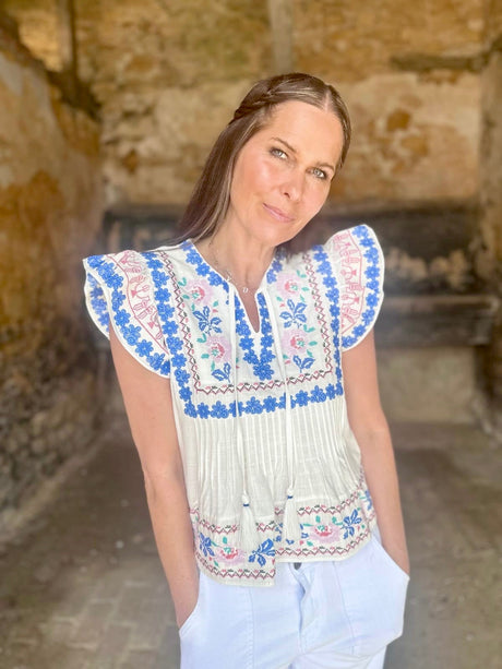 Helly Embroidered Top - White