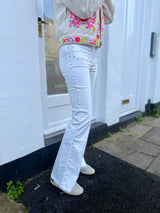 Stella Studded Bootcut Jean - White