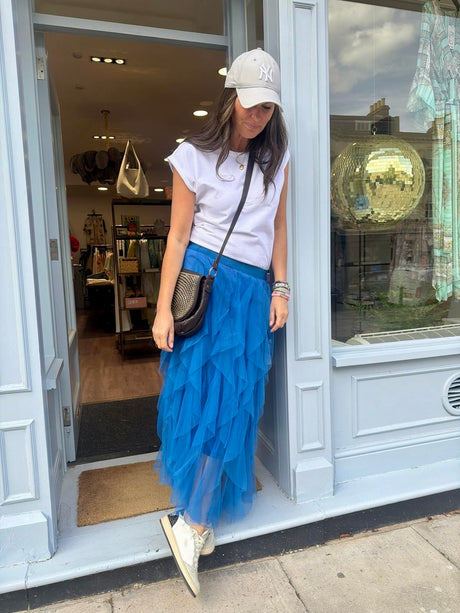 Rosalie Tulle Midi Skirt - Cobolt Blue