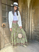 Believer Tiered Maxi Skirt Pea Green