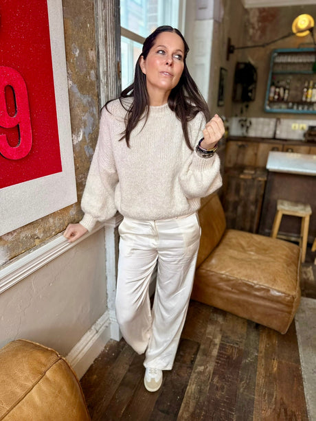 Kaite Silk Blend Pant Ivory