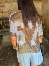 Sequin NFL Inspired Top - Gold