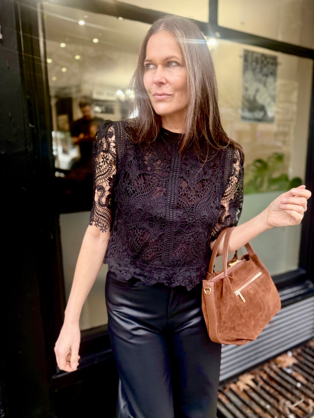 Raquel Crochet Blouse - Black