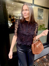 Raquel Crochet Blouse - Black