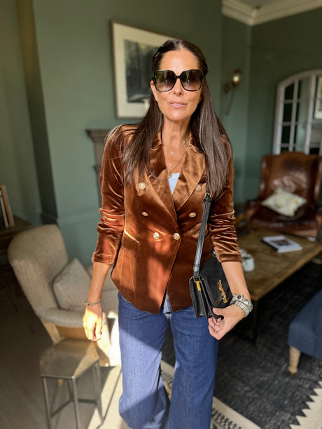 Victoria Velvet Blazer - Bronze