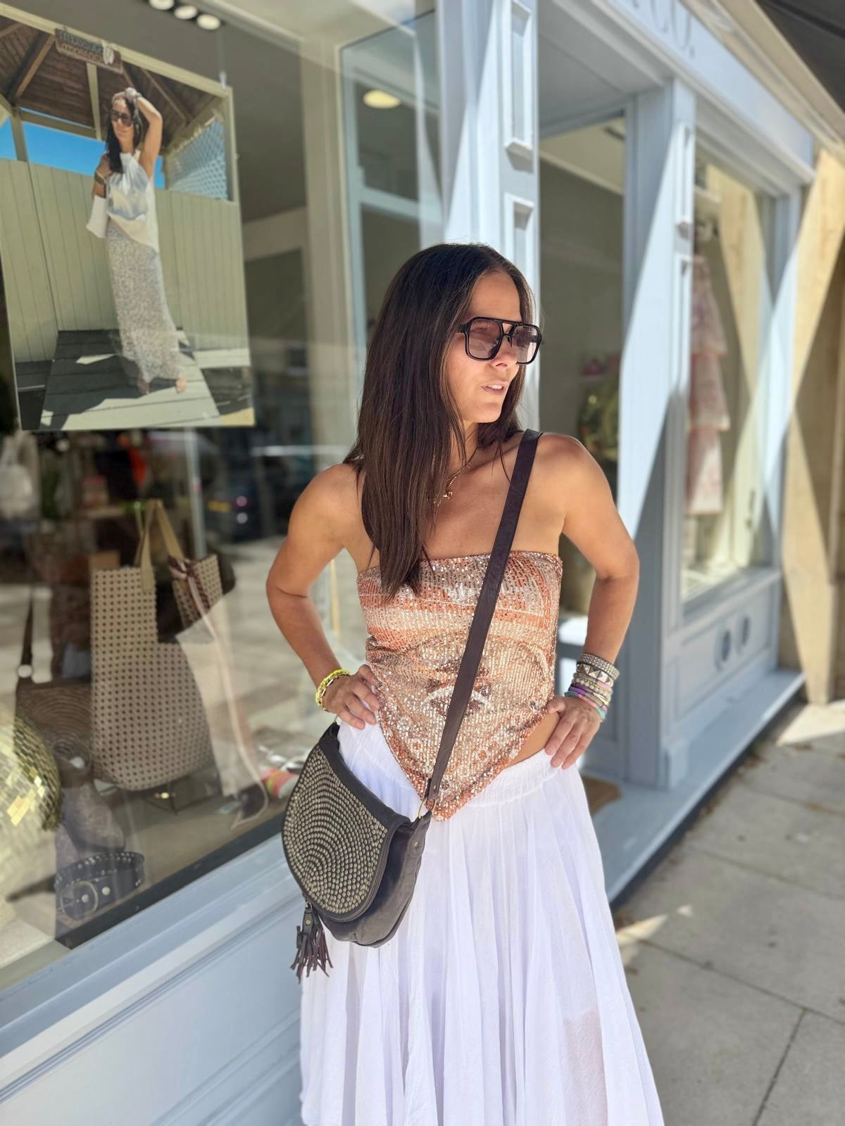 Nia Strapless Tie Top - Taupe