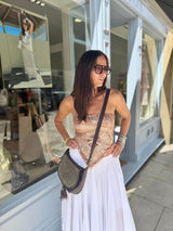 Nia Strapless Tie Top - Taupe