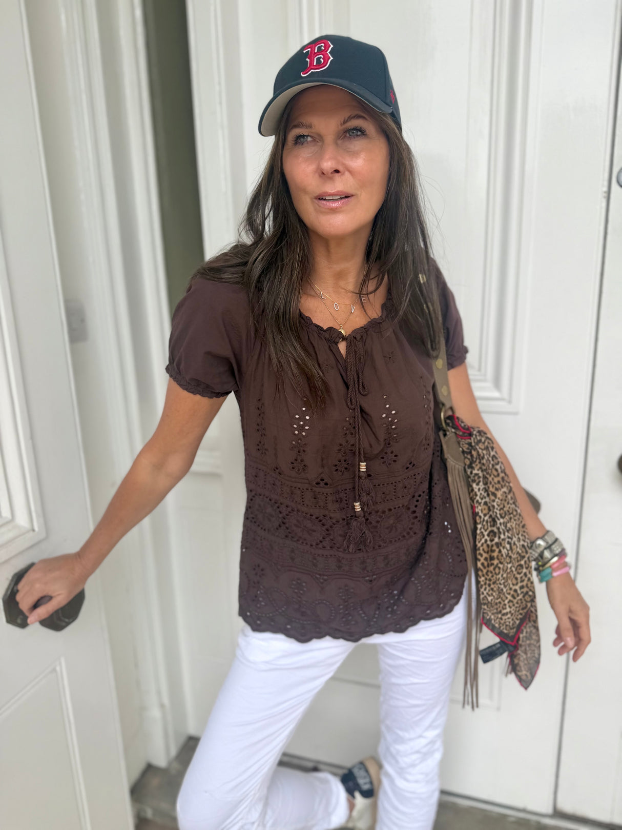 Florence Broderie Anglaise Top - Espresso
