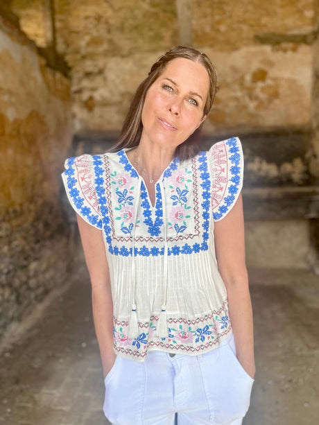 Helly Embroidered Top - White