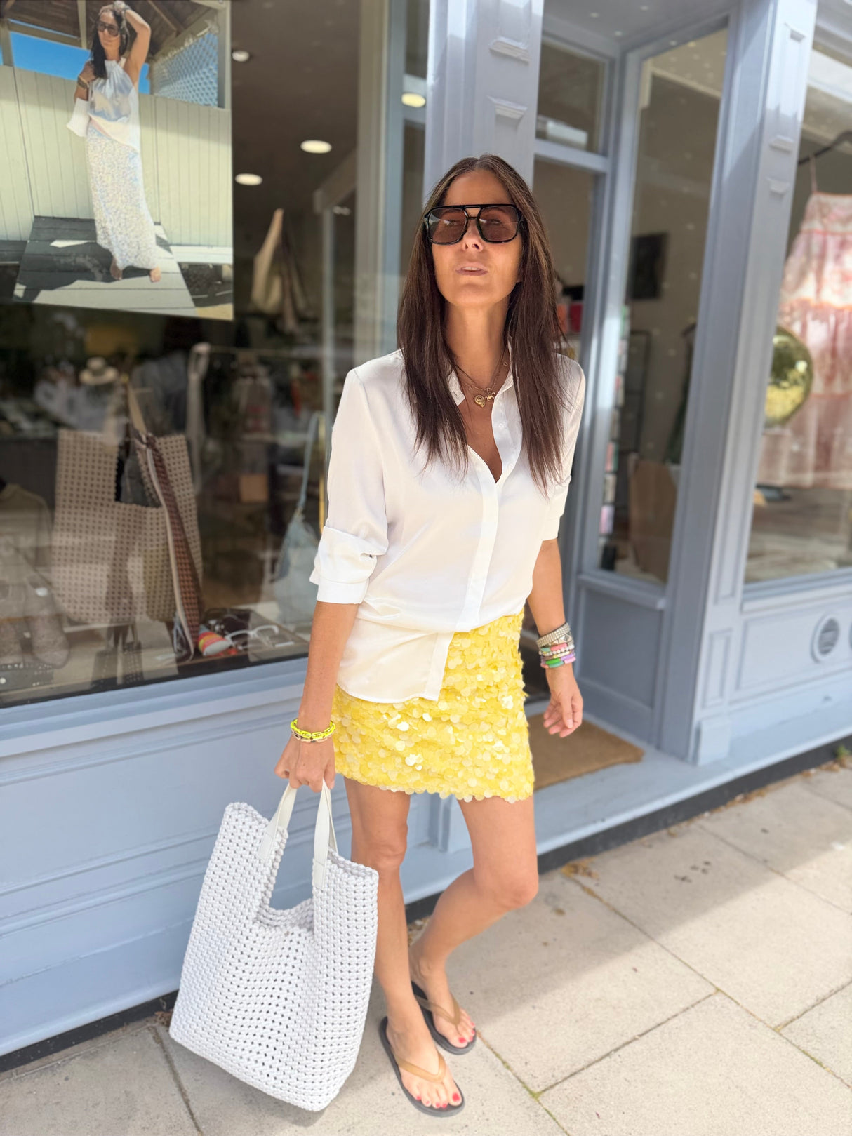 Aveline Sequin Mini Skirt - Lemon