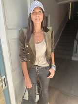 Victoria Velvet Blazer - Army Green