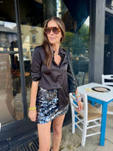 Aveline Sequin Mini Skirt - Black