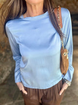 Isobel Silk Blend LS Top Powder Blue