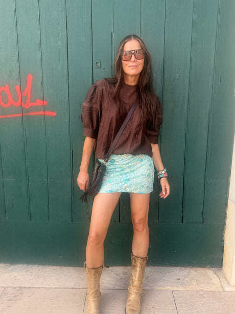 Talia Beaded Mini Skirt- Mint