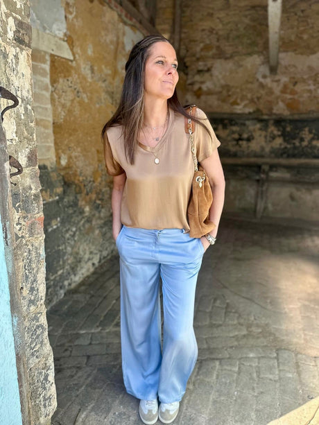 Kaite Silk Blend Pant Powder Blue