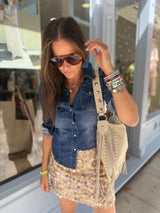 Aveline Sequin Mini Skirt - Biscuit