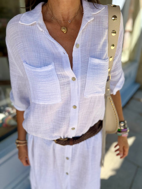 Mel Shirt Dress - White