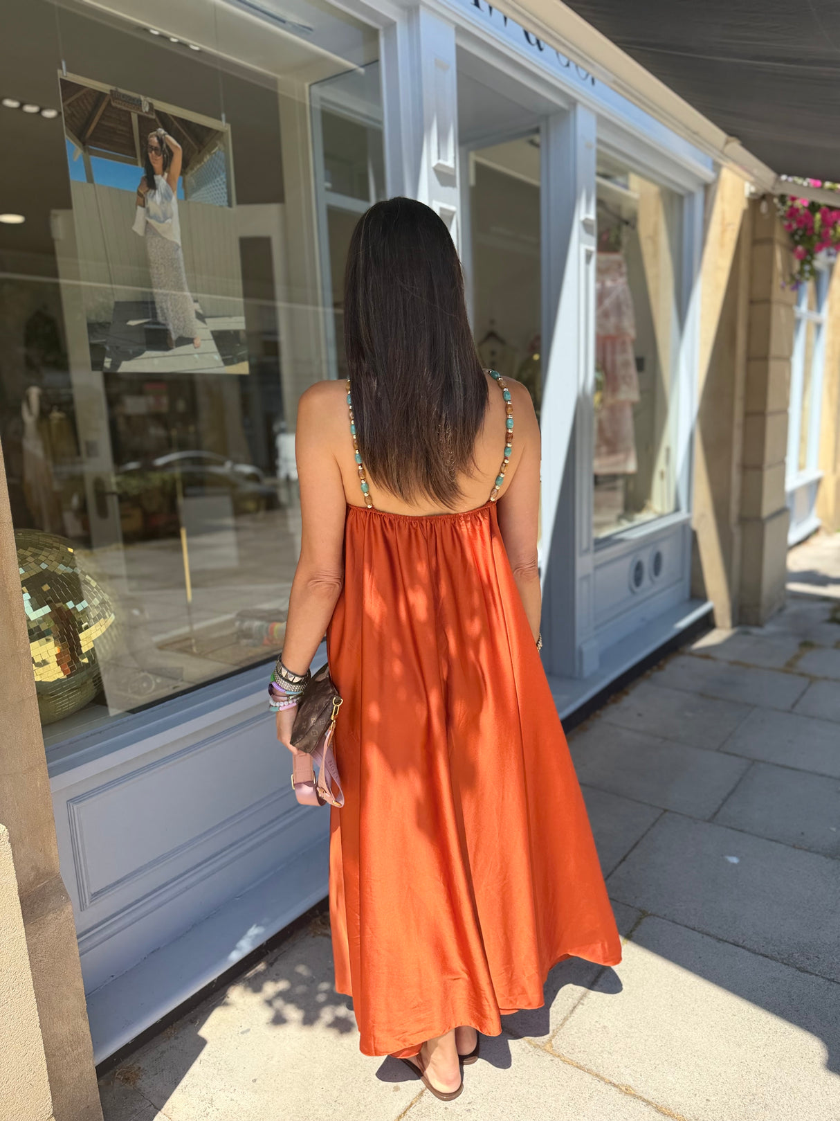 Lottie Beaded Maxi Dress - Rust
