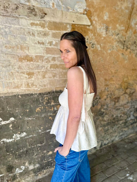 Quinn Shirred Top - Natural