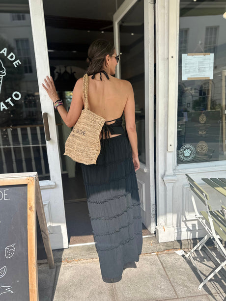 Gigi Open Back Tie Top - Black