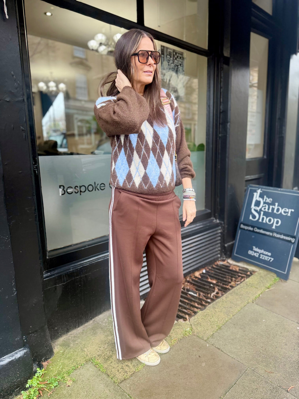 Argyle Crew Neck - Chocolate