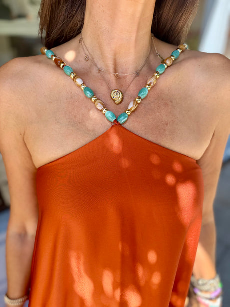 Lottie Beaded Maxi Dress - Rust