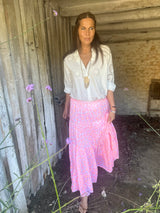 Heather Animal Print Skirt - Neon Pink/Orange