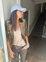 Victoria Velvet Blazer - Army Green