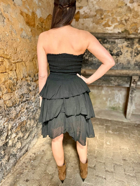 Laurie Ruffle Mini Dress - Black