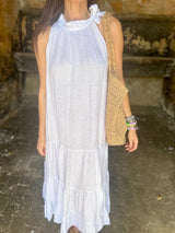 Bella B Linen Dress White