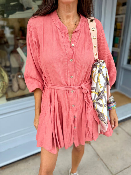 Minnie Cotton Mini Dress - Rust