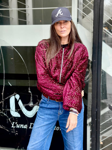 Marant Sequin Bomber - Cherry